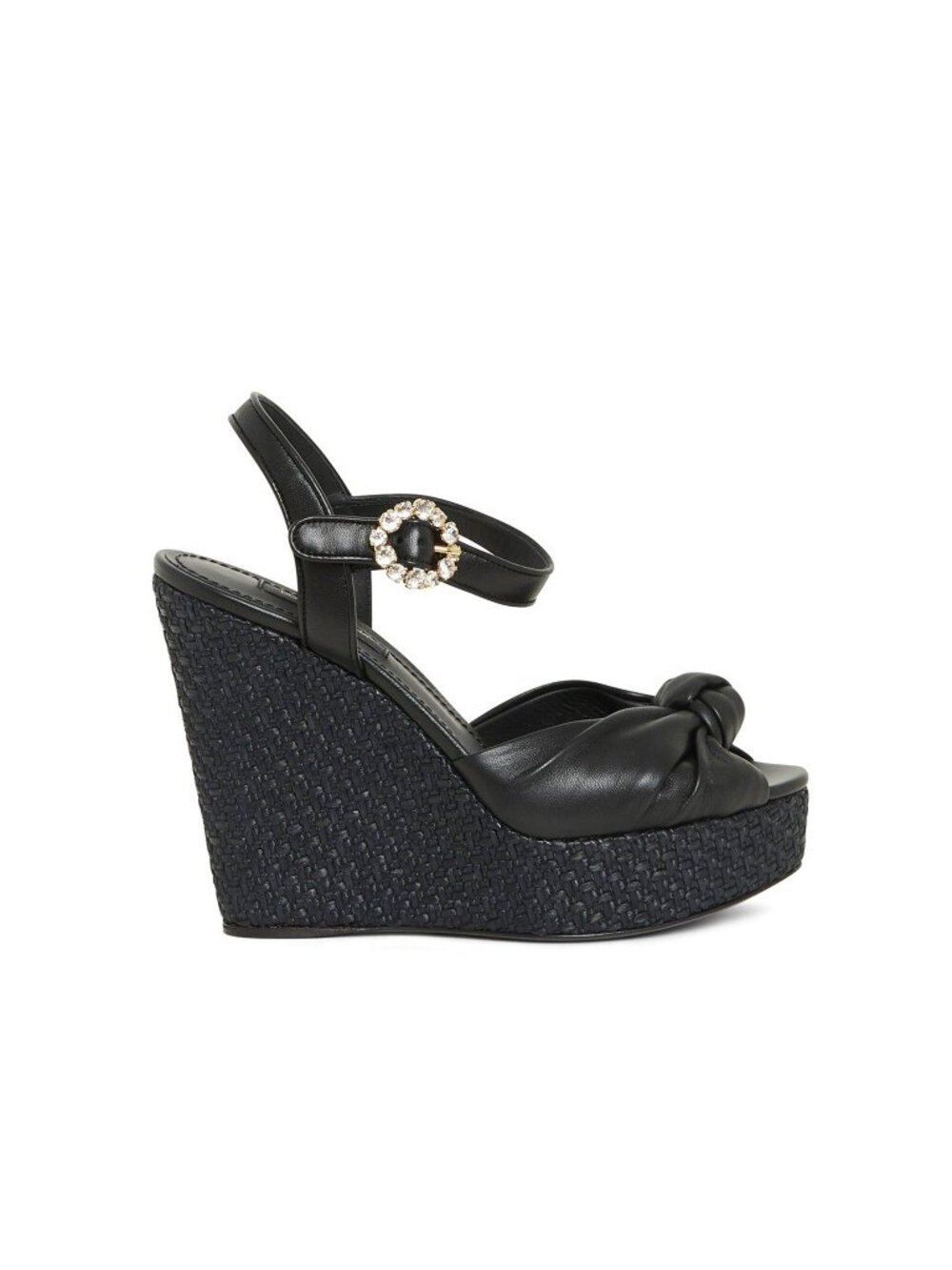 DOLCE & GABBANA Black Leather Wedges Sandals Size 36 / US 6
